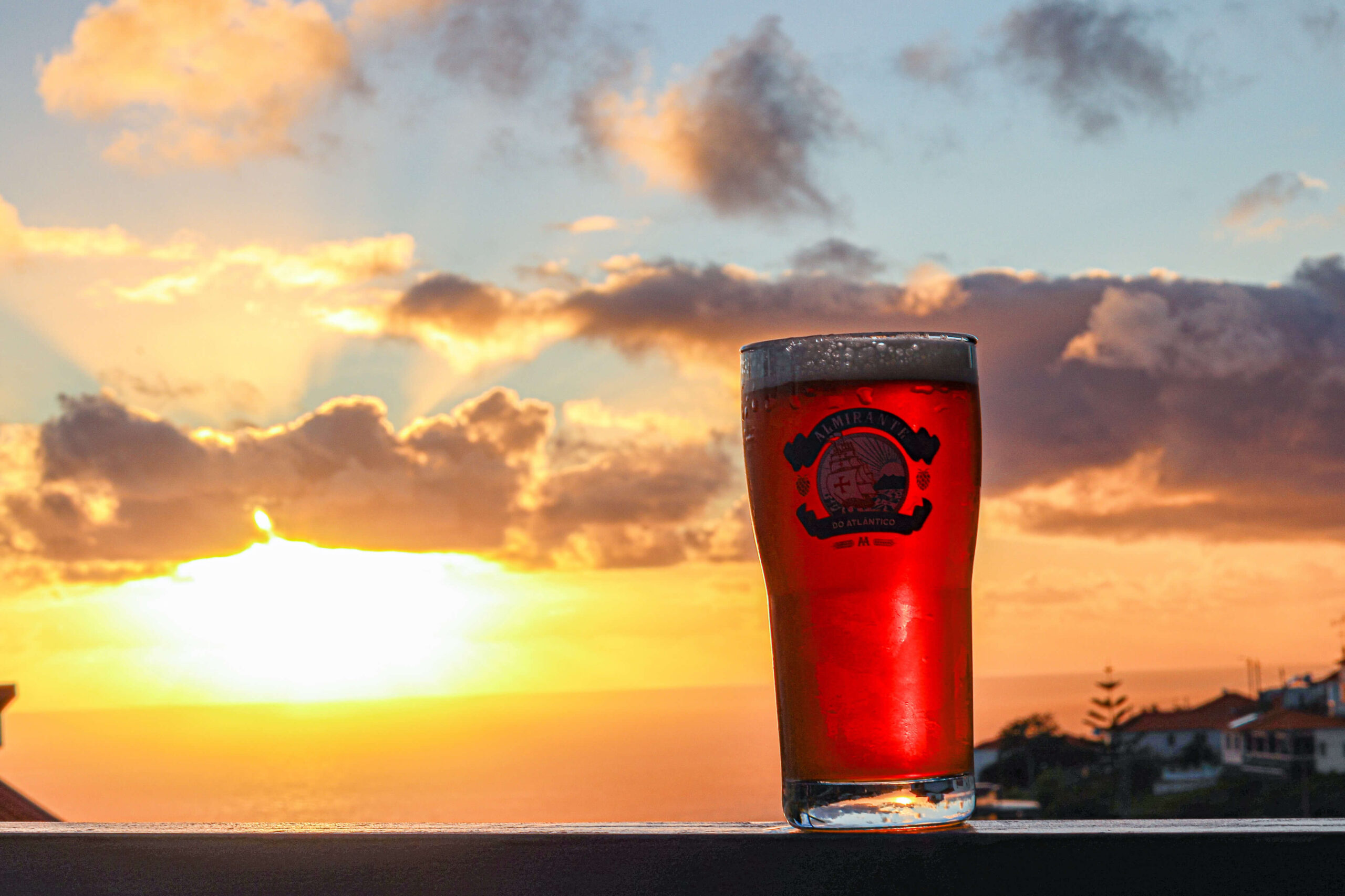 Glass of Beer in front of sunset